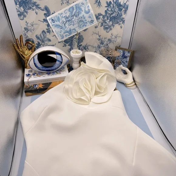 🆕 ACLER 🧿 NWOT Turflea One Shoulder Mini Dress, Ivory - Sz AU 14 US 10 - Picture 2 of 16